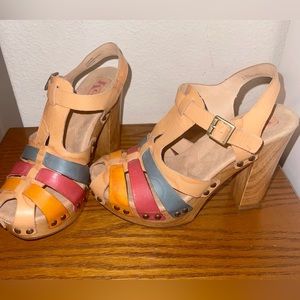 Kork-Ease Rainbow Platform Leather Sandals